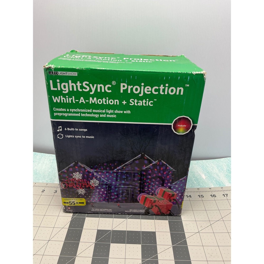 Gemmy LightSync Projection Whirl-A-Motion Static Musical Christmas Lights 114199